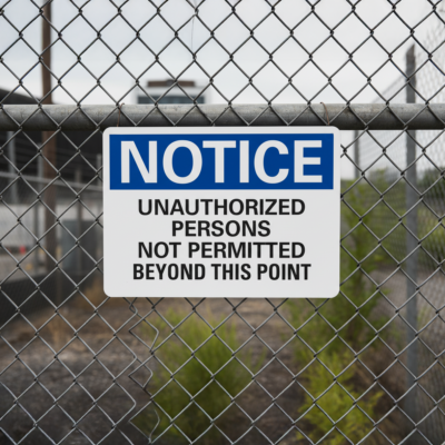 Notice Unauthorized Persons Not Permitted Beyond This Point