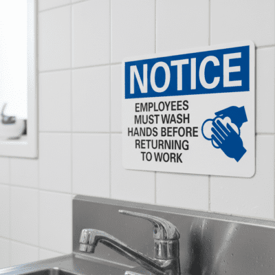 Notice Employees Must Wash Hands Before Returning To Work
