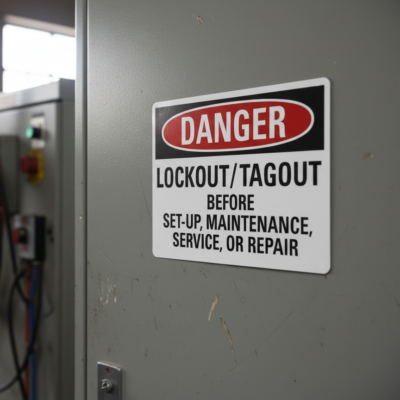 Danger Lockout/Tagout Before Setup, Maintenance, Service, Or