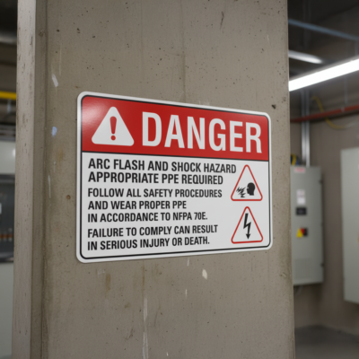 Danger Arc Flash And Shock Hazard Appropriate PPE Required