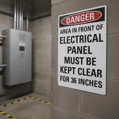 Danger Area In Front Of Electrical Panel Must Be Kept Clear