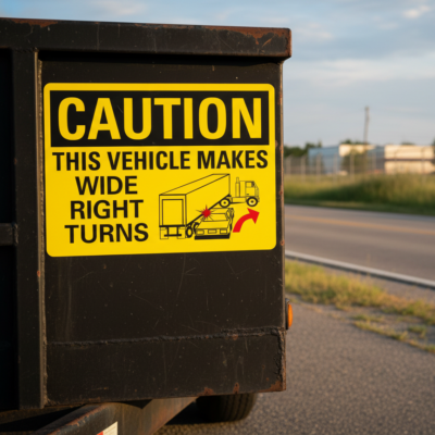 Caution This Vehicle Makes Wide Right Turns (W/Sym)