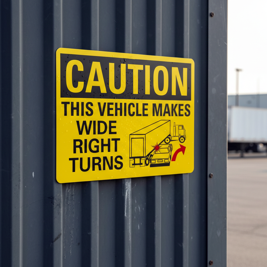 Caution This Vehicle Makes Wide Right Turns (W/Sym) - Image 2