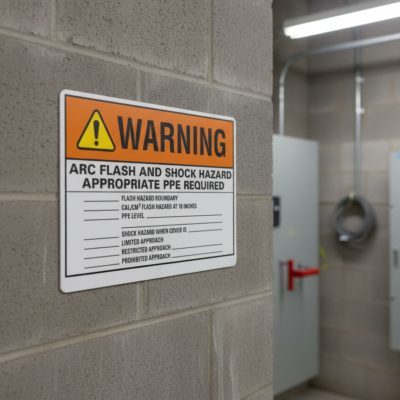 Warning Arc Flash And Shock Hazard Approriate PPE Required