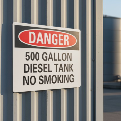 Danger 500 Gallon Diesel Tank No Smoking