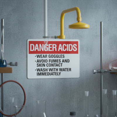 Danger Acids Wear Goggles Avoid Fumes And Skin