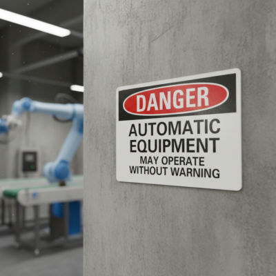 Danger Automatic Equipment May Operate Without Warning