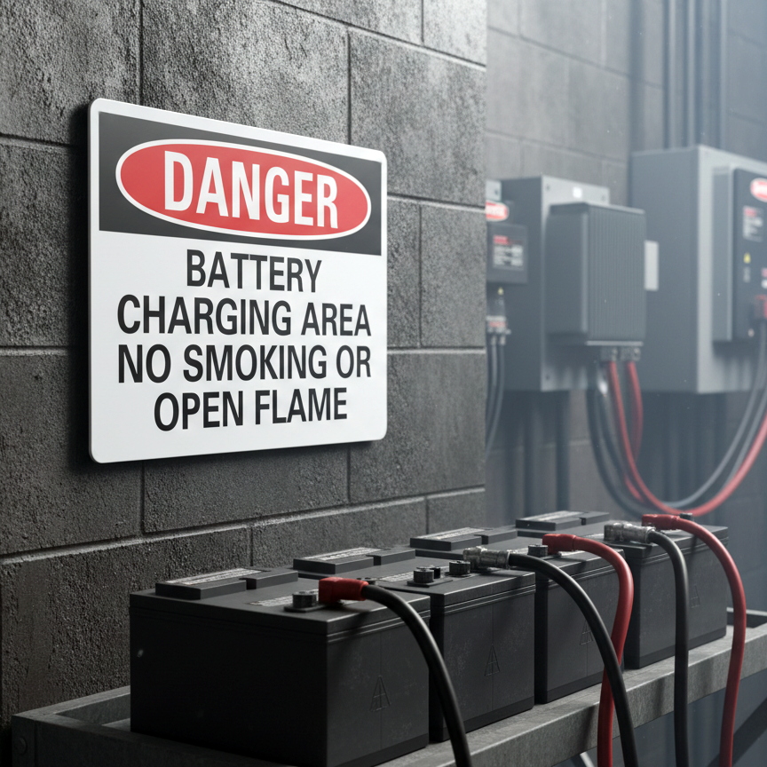 Danger Battery Charging Area No Smoking Or Open Flame - Image 2