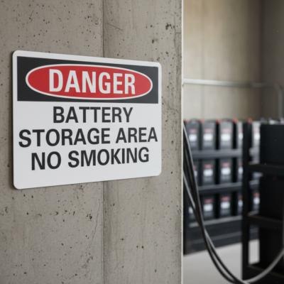 Danger Battery Storage Area No Smoking