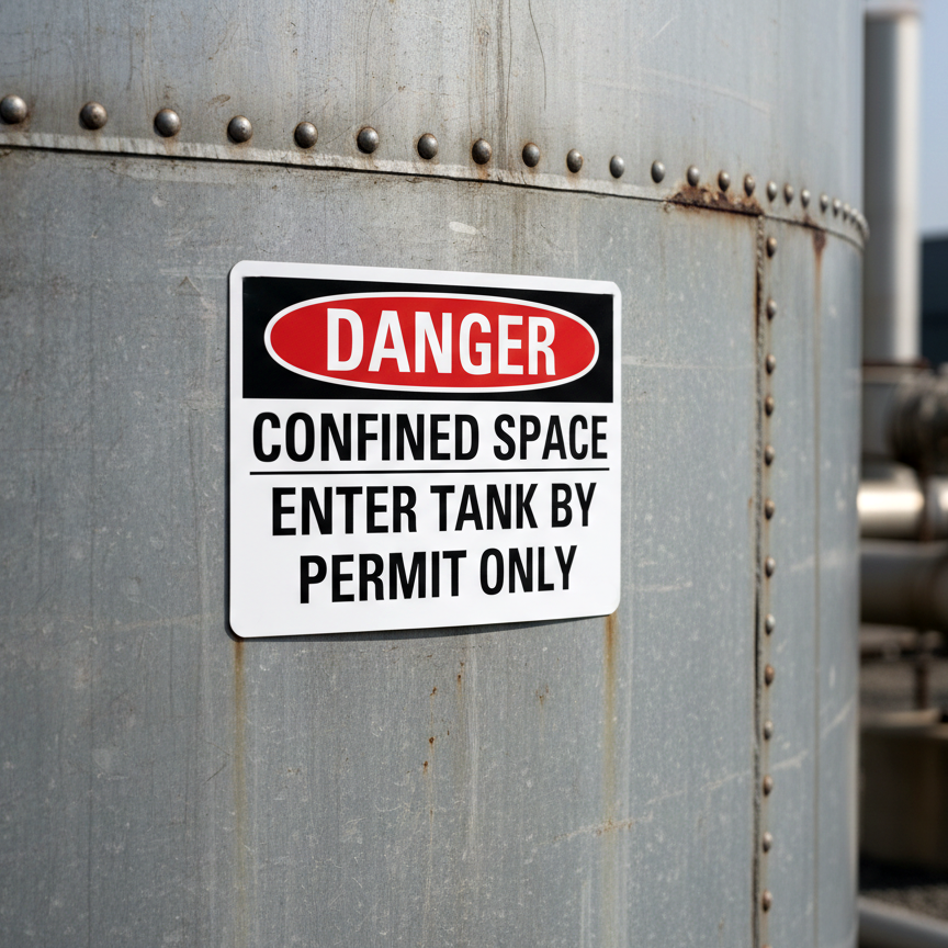 Danger Confined Space Enter Tank By Permit Only - Image 2