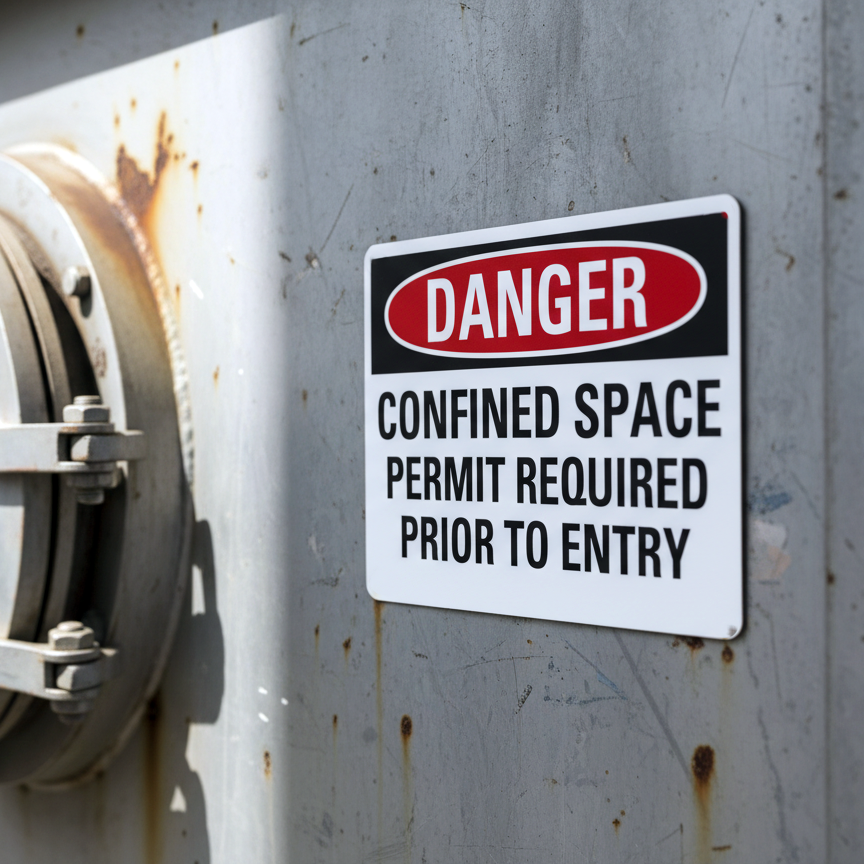 Danger Confined Space Permit Required Prior To Entry - Image 2