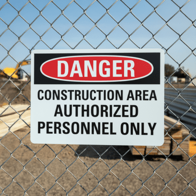 Danger Construction Area Authorized Personnel Only