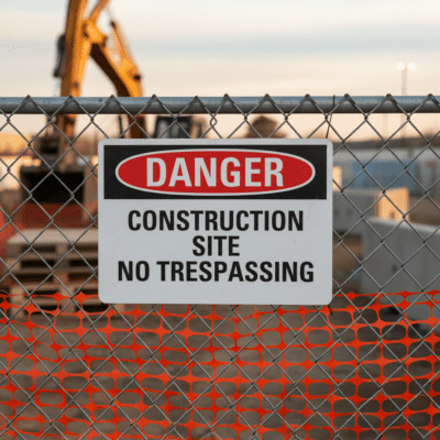 Danger Construction Site No Trespassing