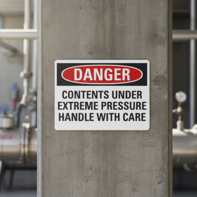 Danger Contents Under Extreme Pressure Handle