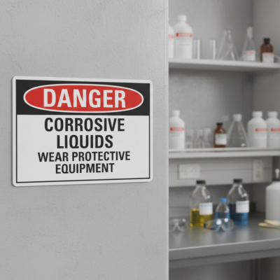 Danger Corrosive Liquids Wear Protective Equipment