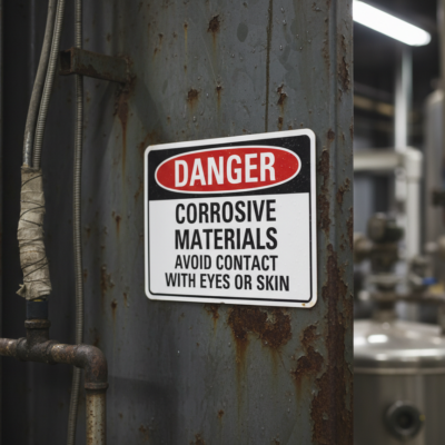 Danger Corrosive Materials Avoid Contact With Eyes Or Skin