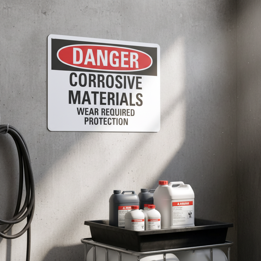Danger Corrosive Materials Wear Required Protection - Image 2