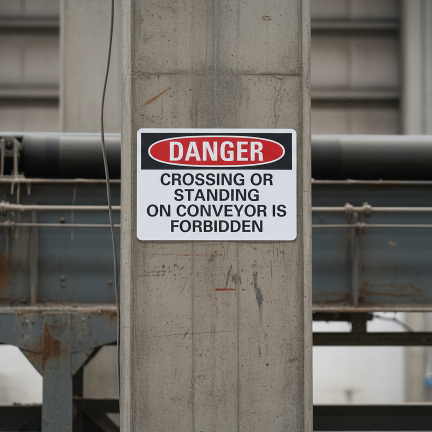 Danger Crossing Or Standing On Conveyor Is Forbidden