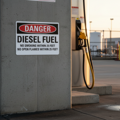 Danger Diesel Fuel No Smoking Within 25 Feet