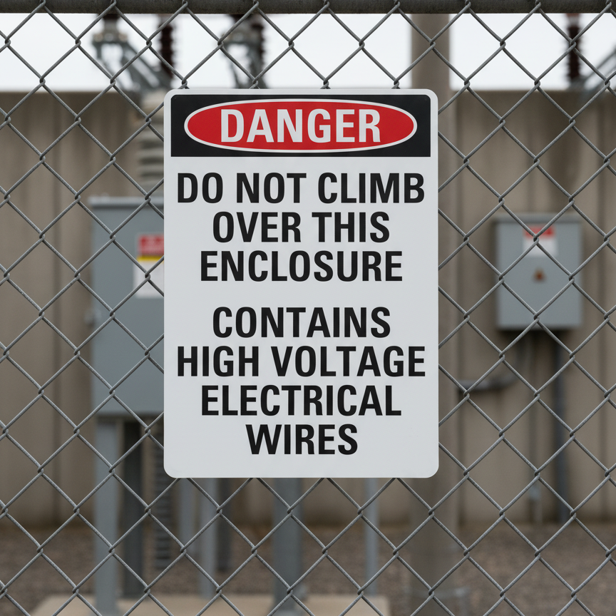 Danger Do Not Climb Over This Enclosure Contains