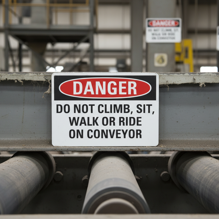 Danger Do Not Climb Sit, Walk Or Ride On Conveyor - Image 2
