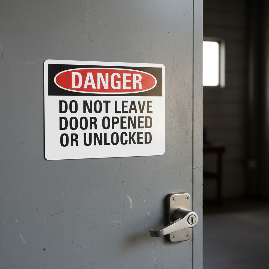 Danger Do Not Leave Door Opened Or Unlocked
