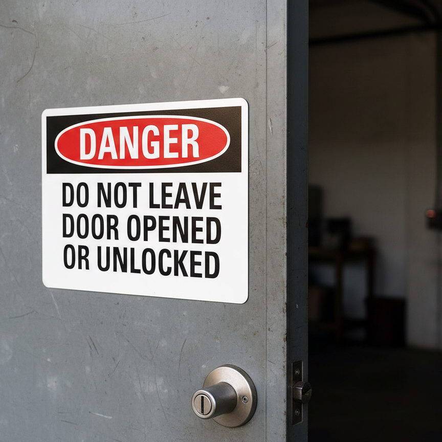 Danger Do Not Leave Door Opened Or Unlocked - Image 2