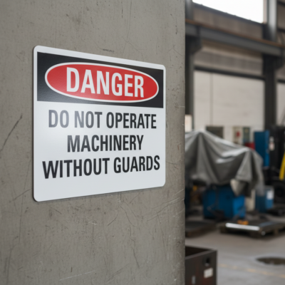 Danger Do Not Operate Machinery Without Guards