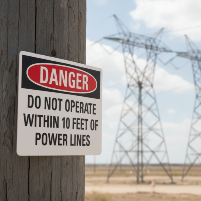 Danger Do Not Operate Within 10 Feet Of Power Lines