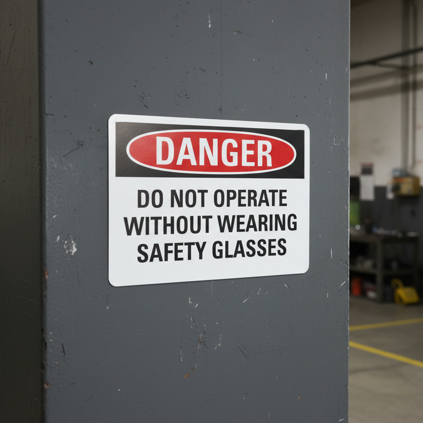 Danger Do Not Operate Without Wearing Safety Glasses