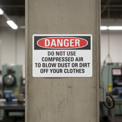 Danger Do Not Use Compressed Air To Blow Dust