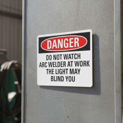 Danger Do Not Watch Arc Welder At Work The Light