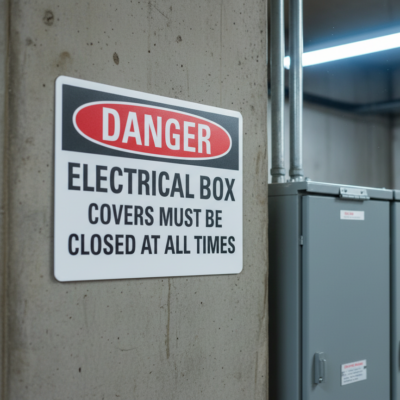 Danger Electrical Box Covers Must Closed At