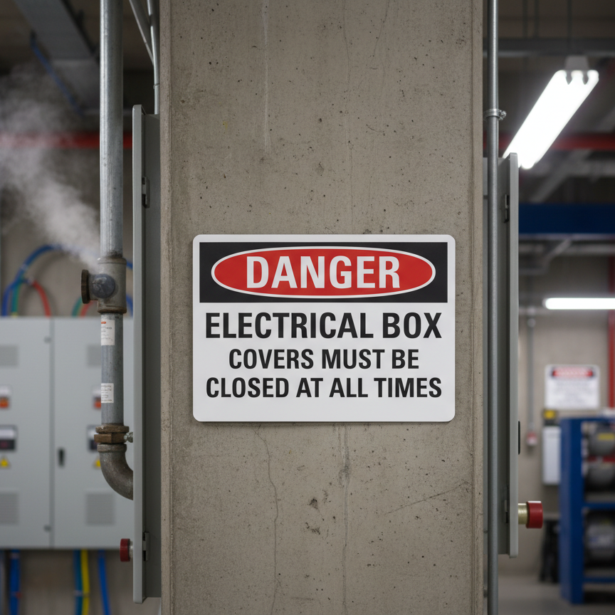 Danger Electrical Box Covers Must Closed At - Image 2