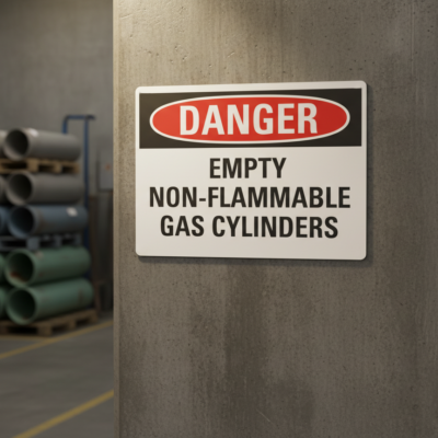 Danger Empty Non-Flammable Gas Cylinders