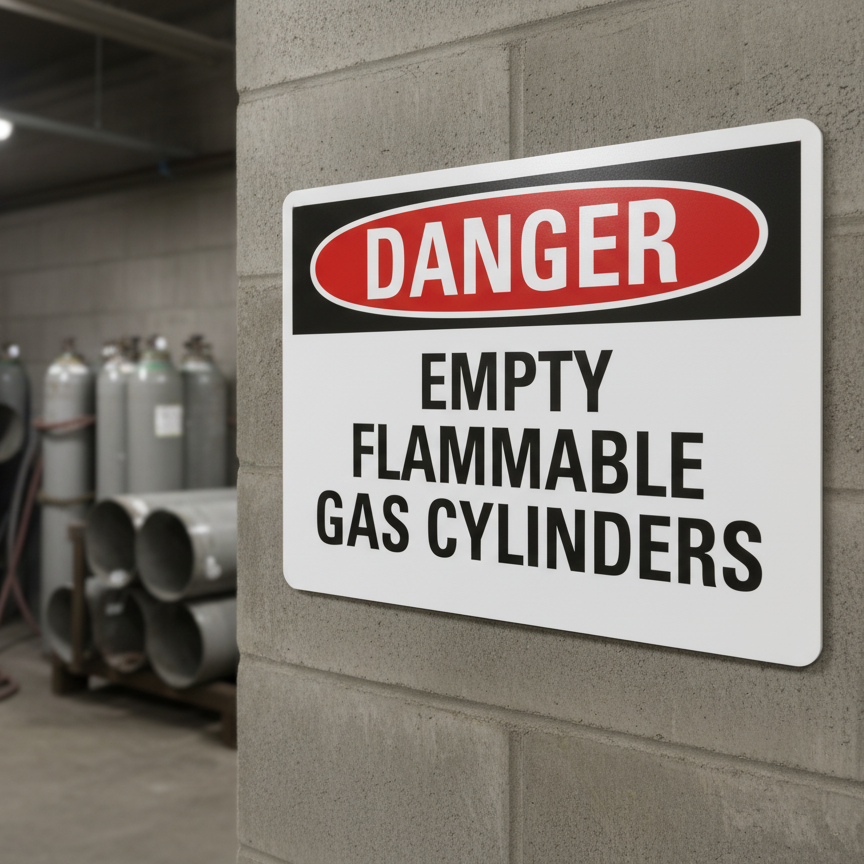 Danger Empty Flammable Gas Cylinders