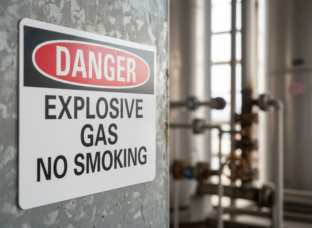 Danger Explosive Gas No Smoking