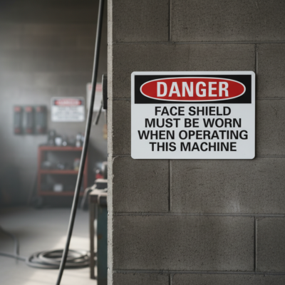 Danger Face Shield Must Be Worn When Operating
