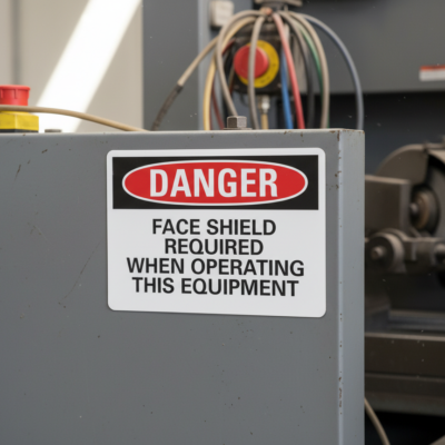 Danger Face Shield Required When Operating This