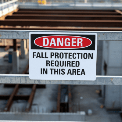 Danger Fall Protection Required In This Area
