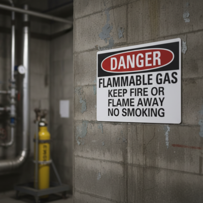 Danger Flammable Gas Keep Fire Or Flame Away