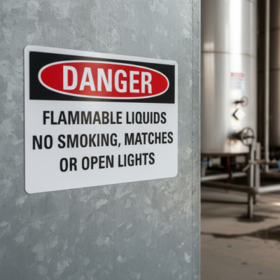 Danger Flammable Liquids No Smokin Matches Or