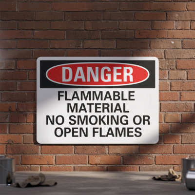 Danger Flammable Material No Smoking Or Open Flames