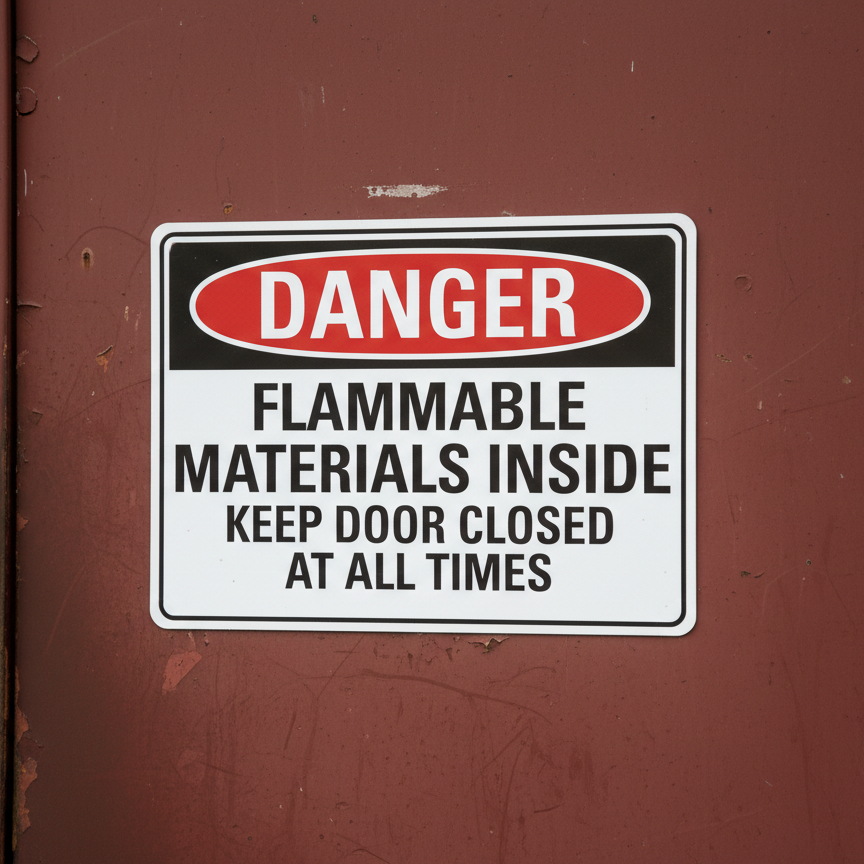 Danger Flammable Materials Inside Keep Door - Image 2