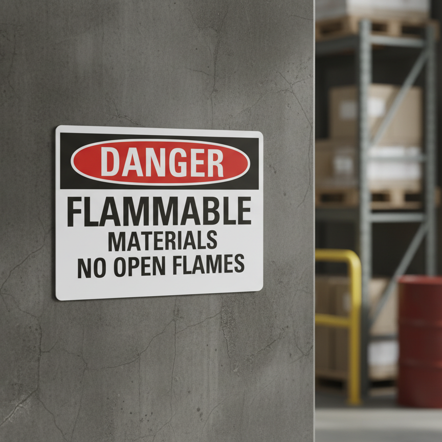 Danger Flammable Materials No Open Flames