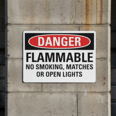 Danger Flammable No Smokin Matches Or Open Lights