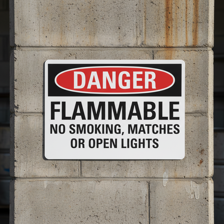Danger Flammable No Smokin Matches Or Open Lights