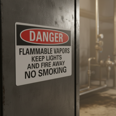 Danger Flammable Vapors Keep Lights And Fire