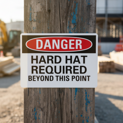 Danger Hard Hat Required Beyond This Point