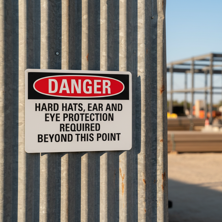 Danger Hard Hats, Ear And Eye Protection Required - Image 2